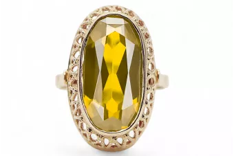Vintage style Ring Yellow Peridot 14K Yellow gold vrc129y